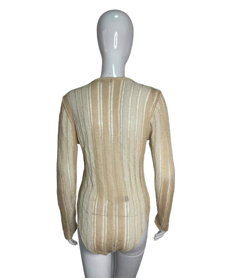 Roberto Cavalli 1990's beige woven bodysuit