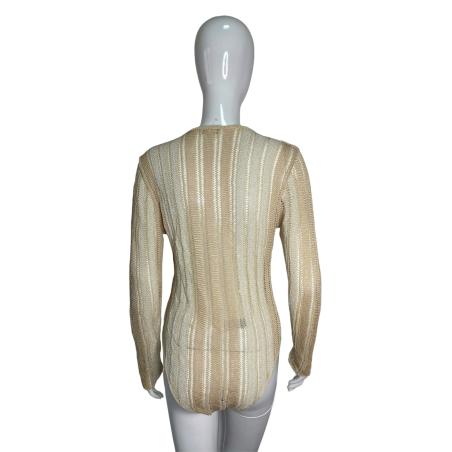 Roberto Cavalli 1990's beige woven bodysuit