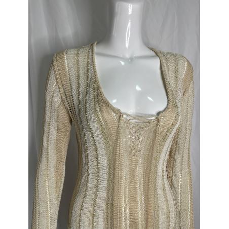 Roberto Cavalli 1990's beige woven bodysuit