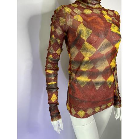 Jean Paul Gaultier trompe l'oeil jumper print mesh top / AW 1999