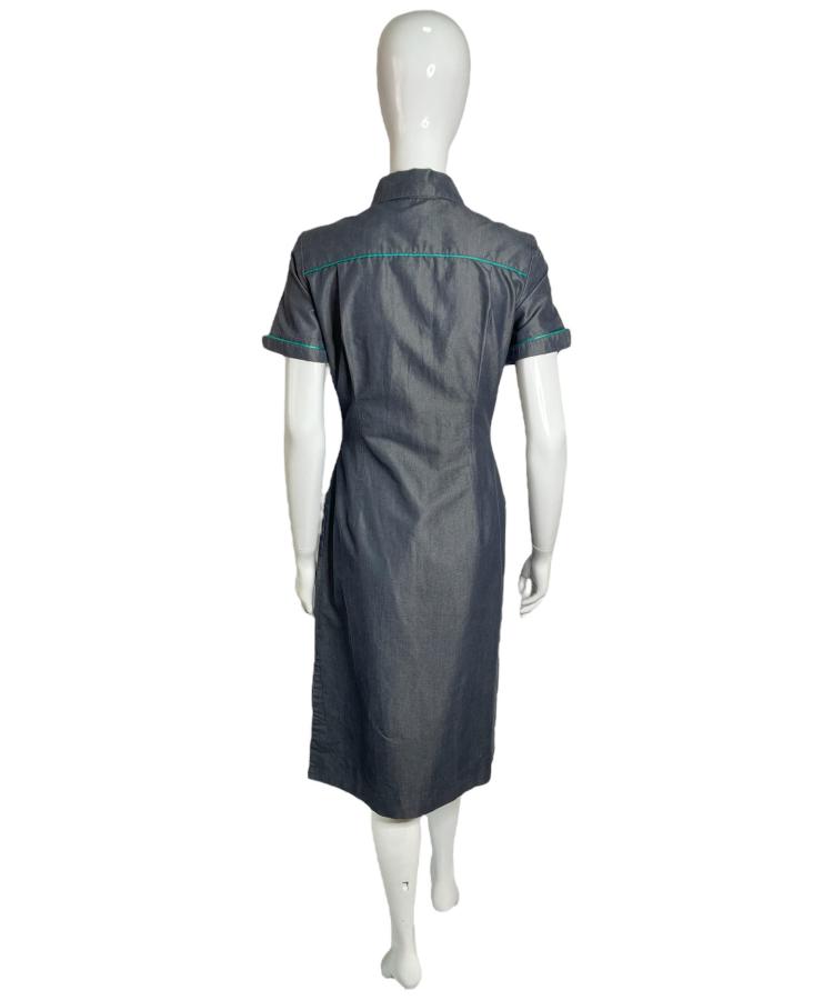 Mugler grey dress with turquoise piping