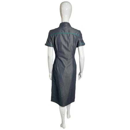 Mugler grey dress with turquoise piping