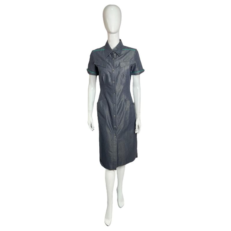 Mugler grey dress with turquoise piping