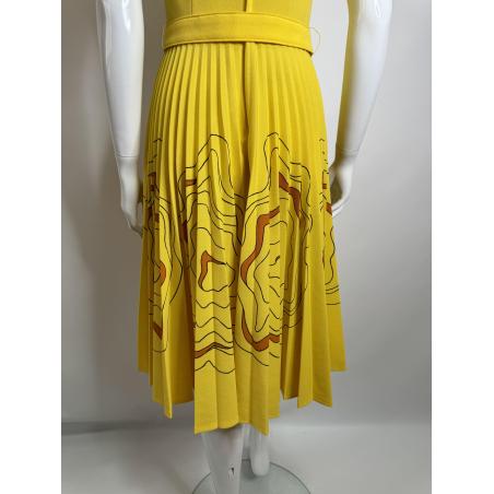 1970's yellow and brown pleated dress