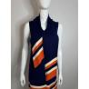 1970's navy woven Pussybow dress