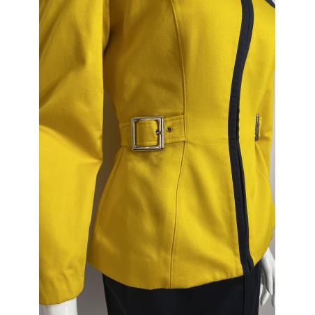 Thierry Mugler yellow and navy skirt suit