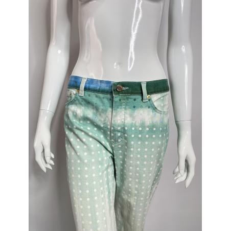 Roberto Cavalli blue/green polka dot jeans