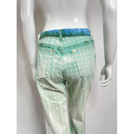 Roberto Cavalli blue/green polka dot jeans