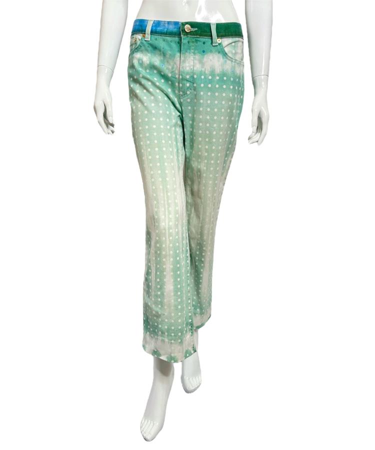 Roberto Cavalli blue/green polka dot jeans