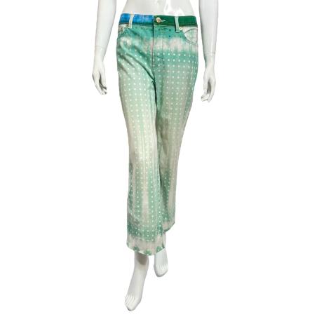 Roberto Cavalli blue/green polka dot jeans