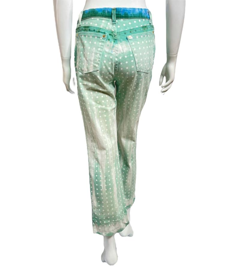 Roberto Cavalli blue/green polka dot jeans