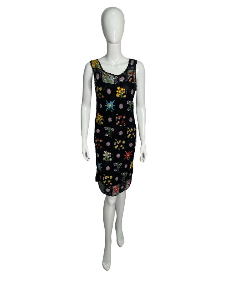 Moschino Cheap and Chic crochet and floral embroidery dress