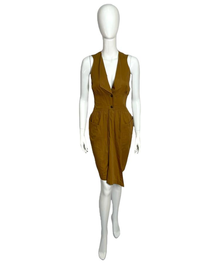 Thierry Mugler Jeans brown fitted midi dress