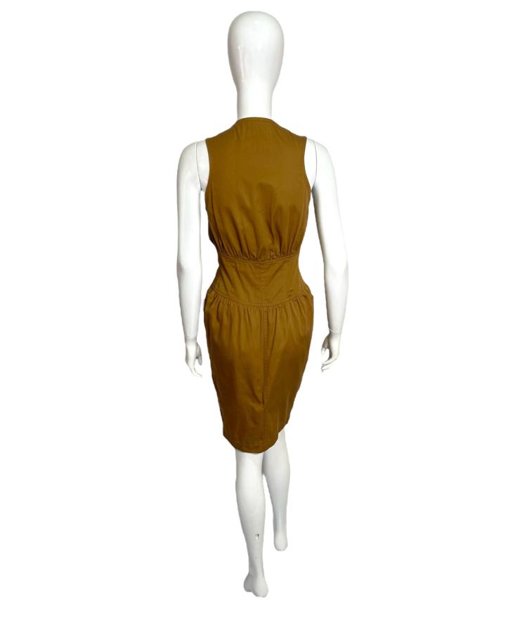 Thierry Mugler Jeans brown fitted midi dress