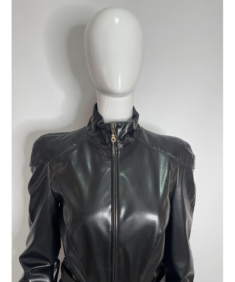 Mugler black faux leather jacket