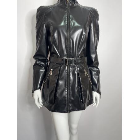 Mugler black faux leather jacket