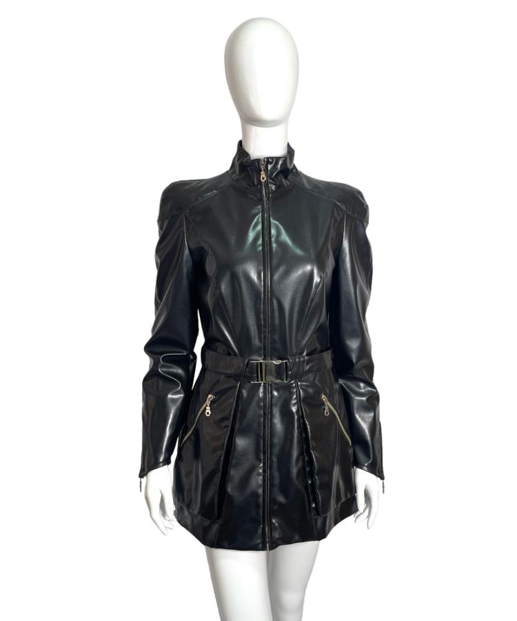 Mugler black faux leather jacket