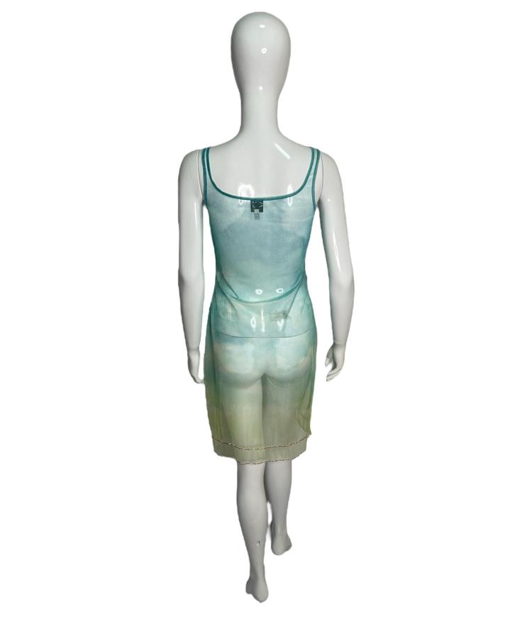 Cavalli Jeans tie and dye print mesh dress