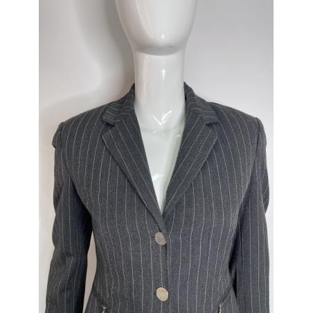 Claude Montana grey striped skirt suit