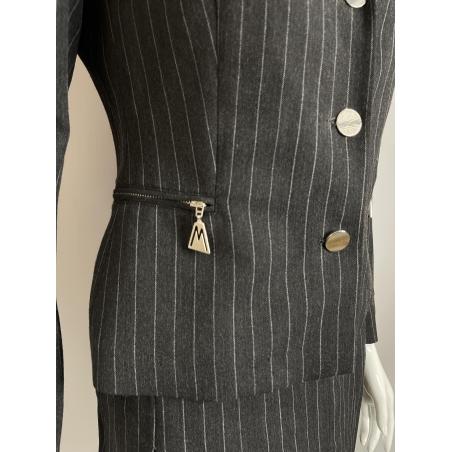 Claude Montana grey striped skirt suit