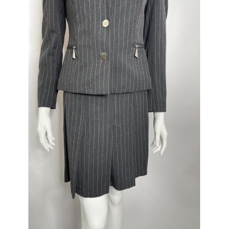 Claude Montana grey striped skirt suit