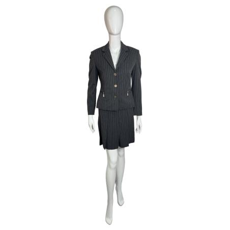 Claude Montana grey striped skirt suit