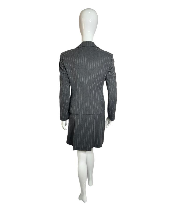 Claude Montana grey striped skirt suit