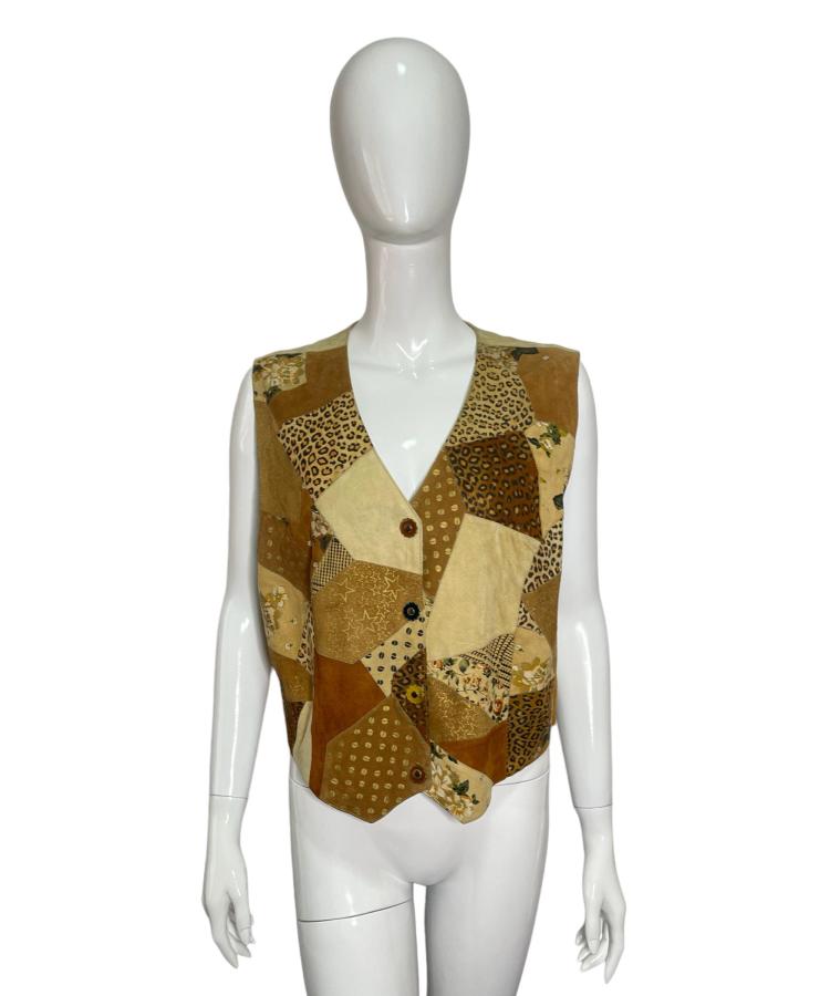 Roberto Cavalli leather patchwork vest