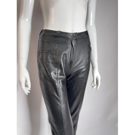 Mugler black leather pants