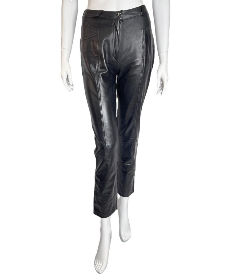 Mugler black leather pants