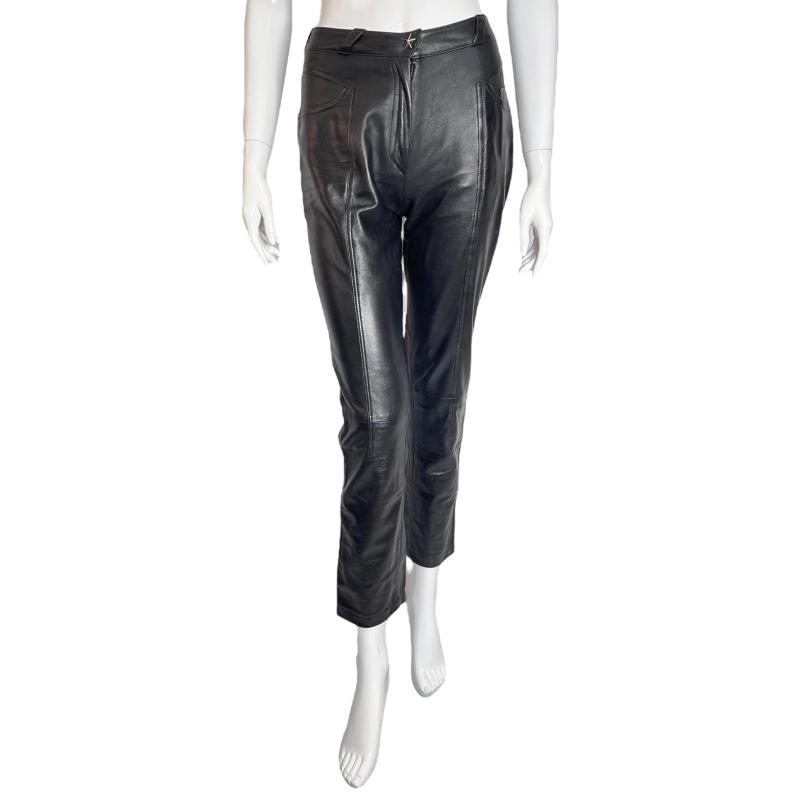 Mugler black leather pants