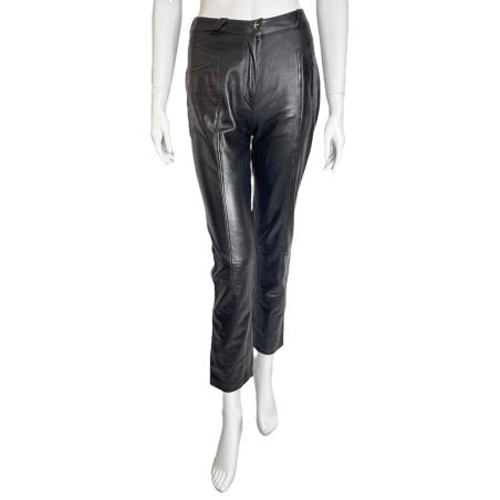 Mugler black leather pants