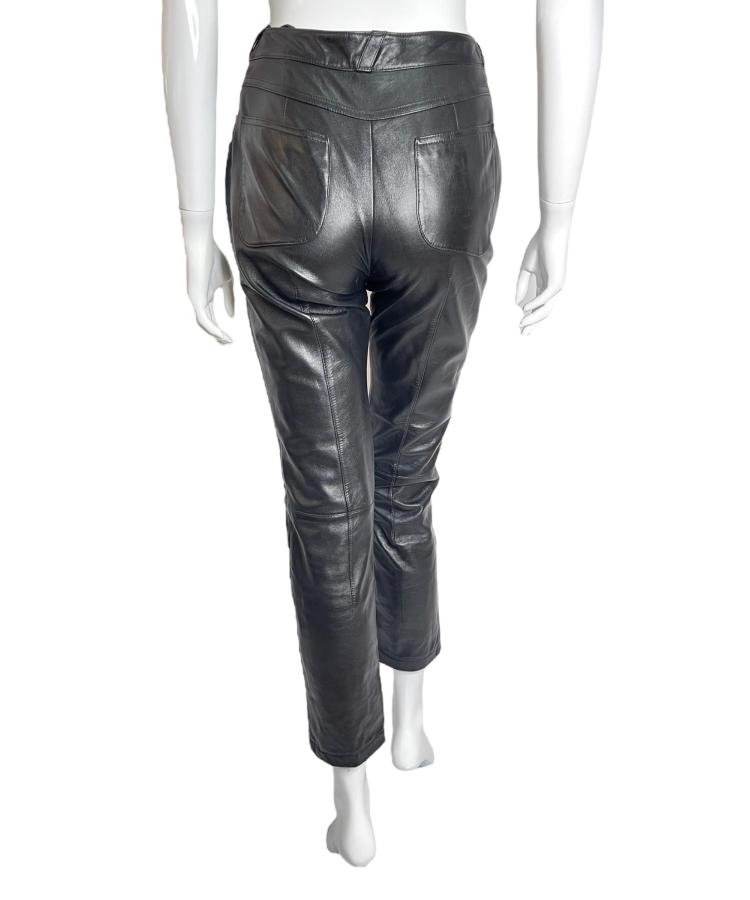 Mugler black leather pants