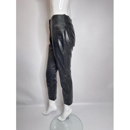 Mugler black leather pants