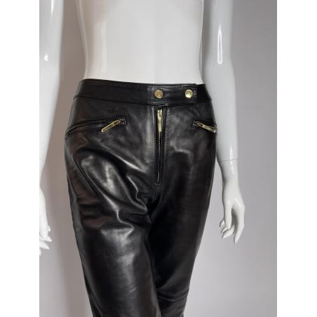 Gucci brown leather motorcycle pants