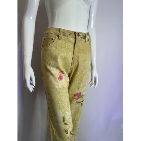 Roberto Cavalli rose print jeans