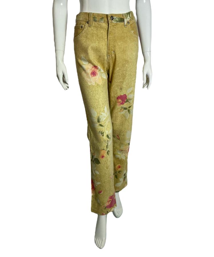 Roberto Cavalli rose print jeans