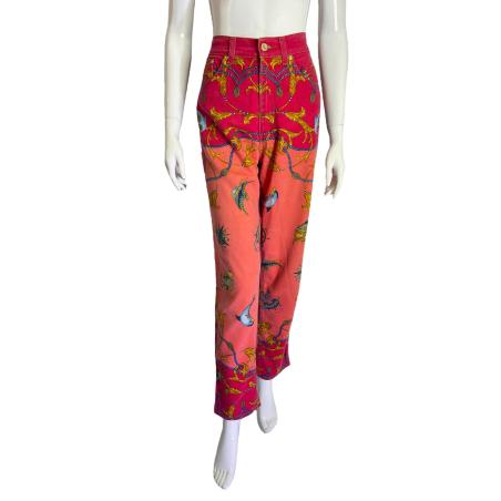 Roberto Cavalli red barroco print jeans