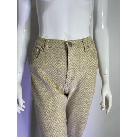 Roberto Cavalli beige snakeskin print jeans