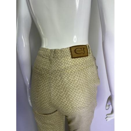 Roberto Cavalli beige snakeskin print jeans