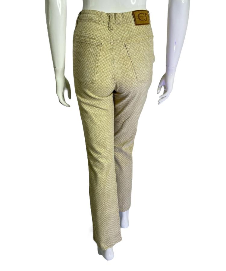 Roberto Cavalli beige snakeskin print jeans