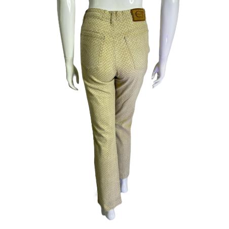 Roberto Cavalli beige snakeskin print jeans