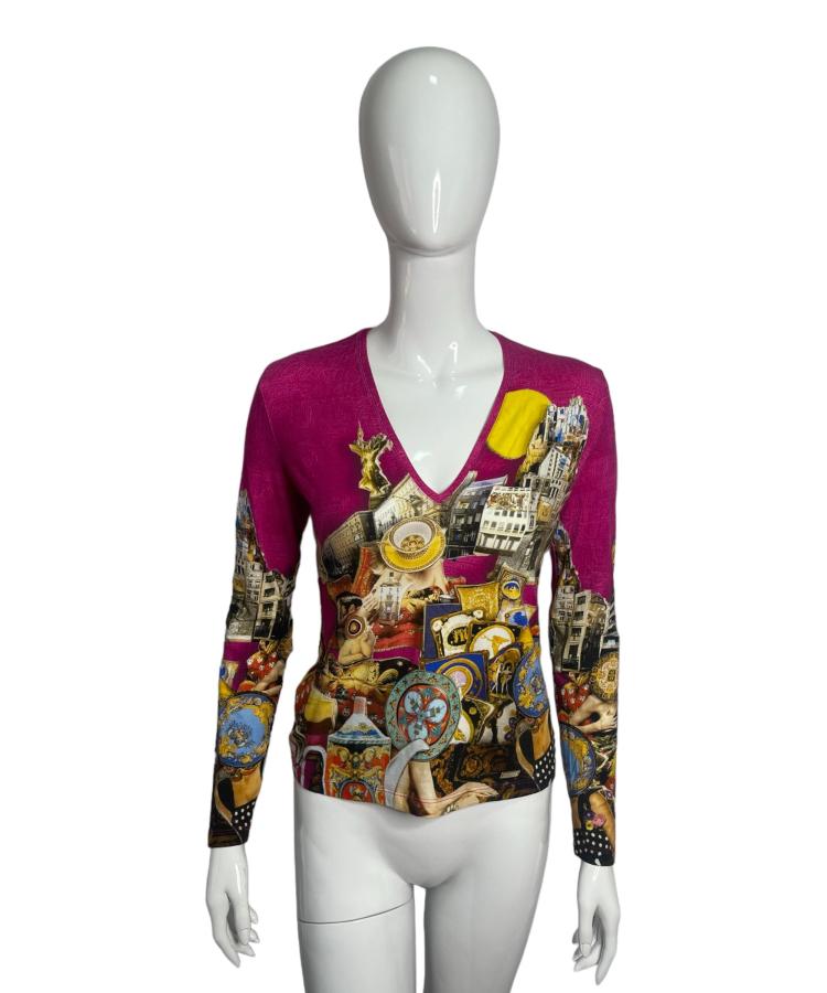 Versace x Tom Roeloffs collage print V-Neck top