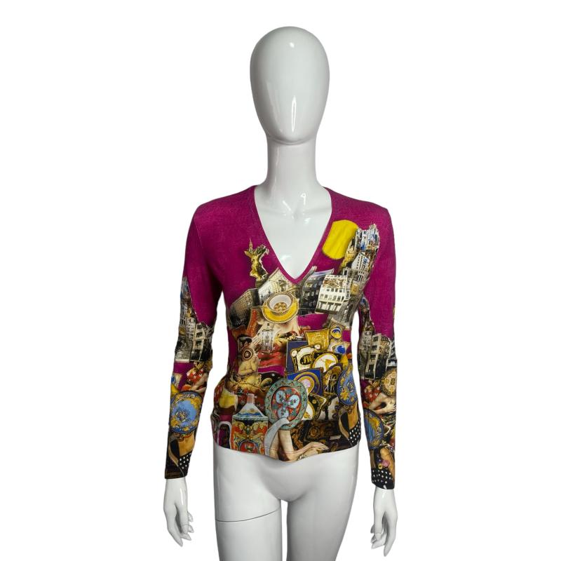 Versace x Tom Roeloffs collage print V-Neck top