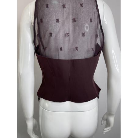 Thierry Mugler burgundy lace corset top