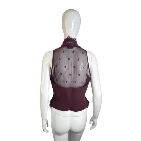 Thierry Mugler burgundy lace corset top